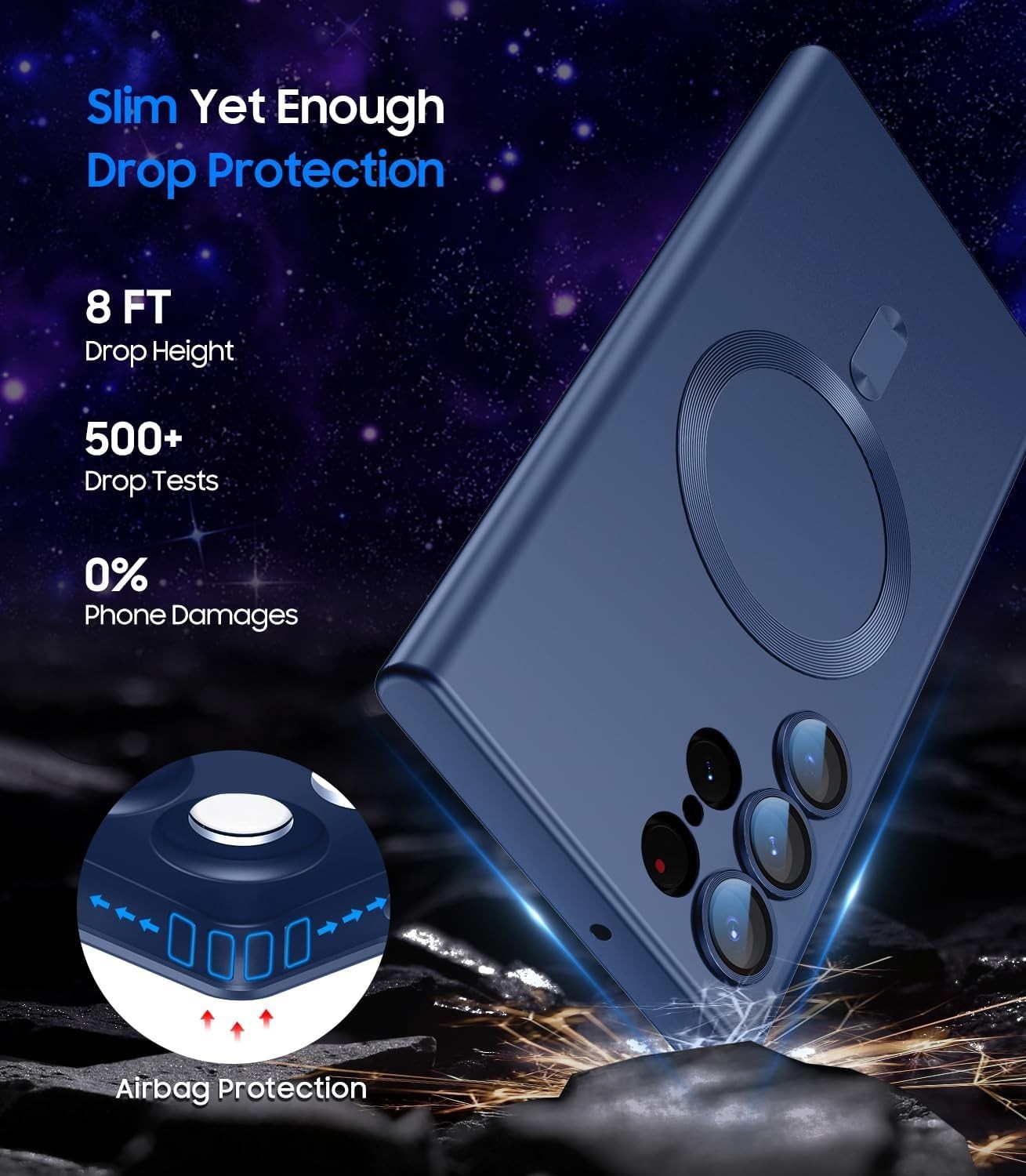 For Samsung Galaxy S23 Ultra Case Magnetic Case,Carbon Fiber Protective Bumper
