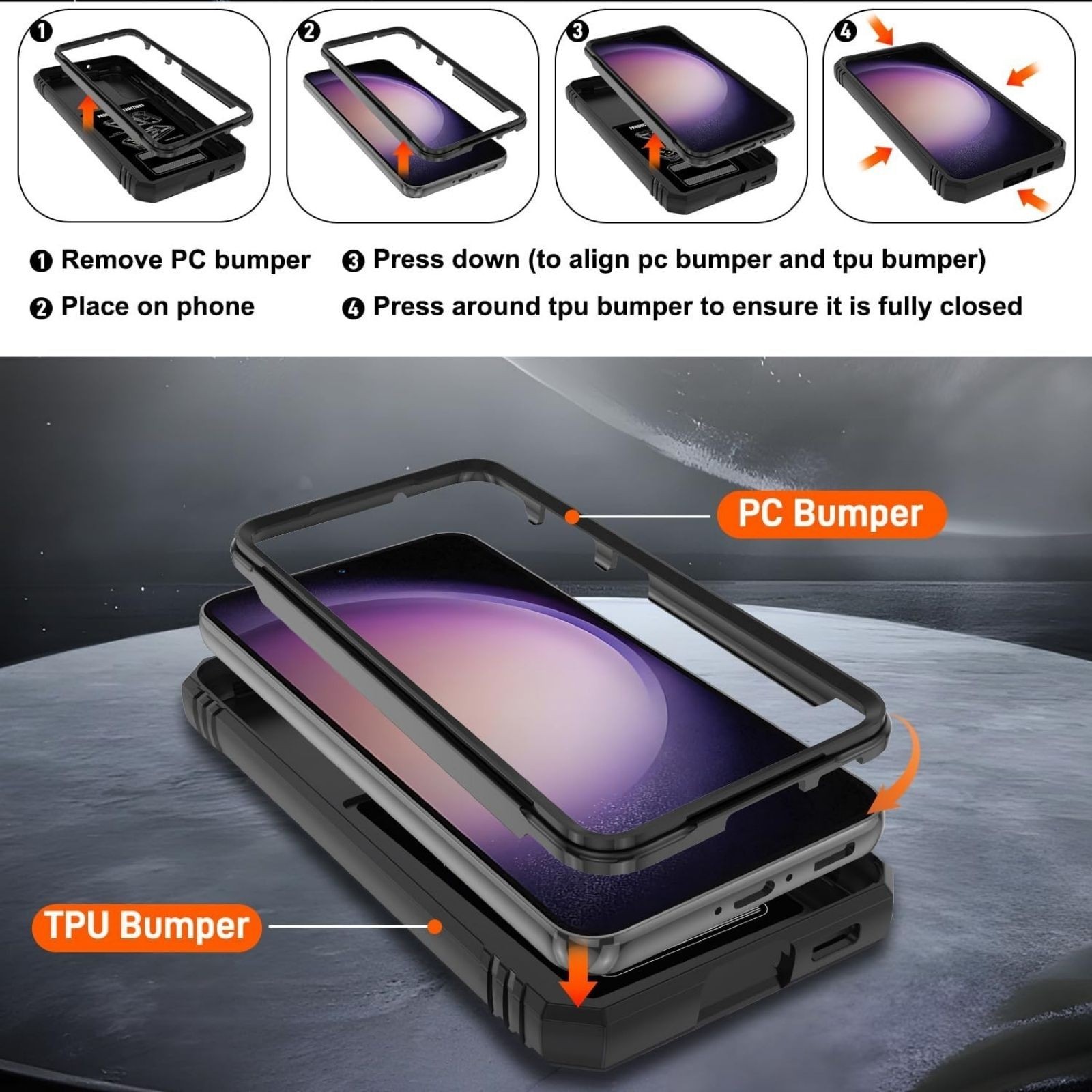 Samsung Galaxy S23 Case with 2PCS Screen Protector & 360° Rotating Kickstand