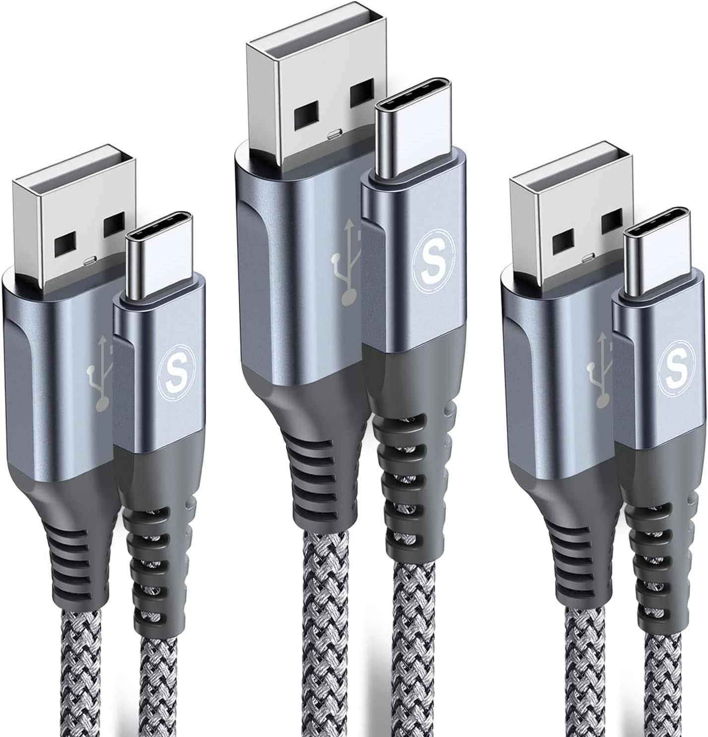 USB Type C Charger Cable [3-Pack, 10ft+6.6ft+3.3ft] for iPhone 15 Pro Max Galaxy