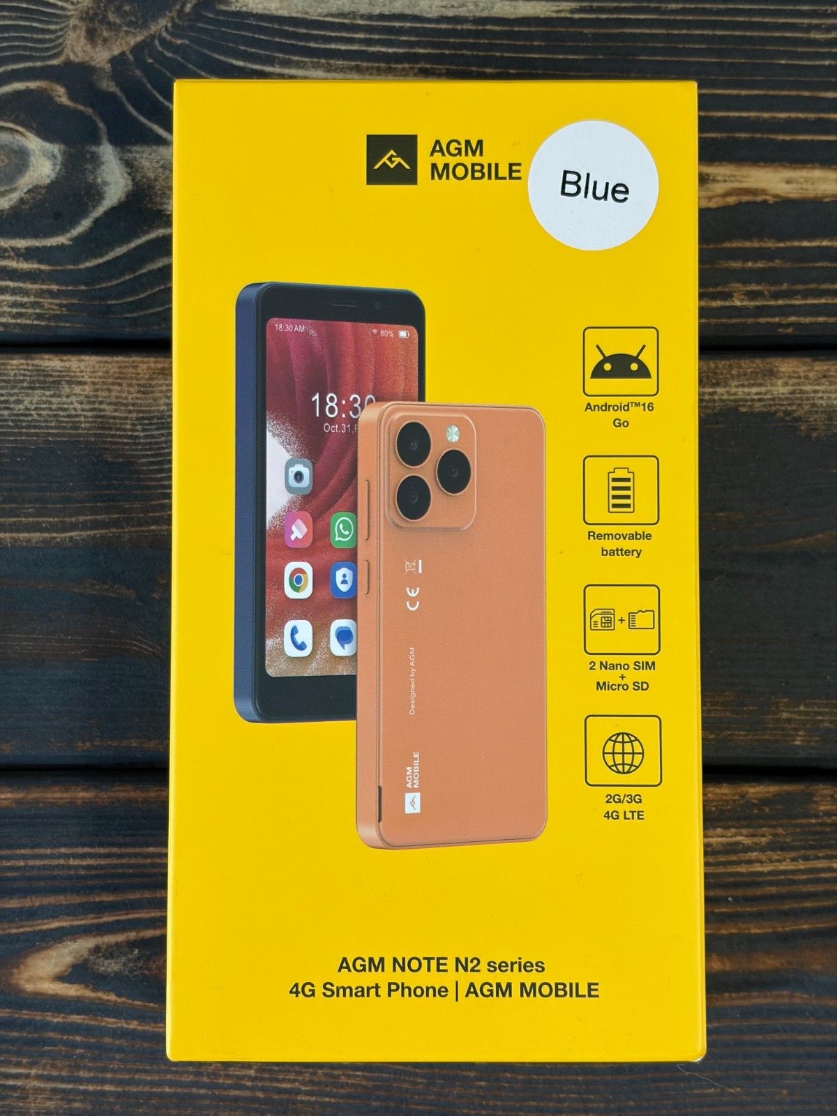 AGM Note N2 Smartphone T-Mobile, 4.96″ Backup Travel Phone, Blue, Android 16 Go