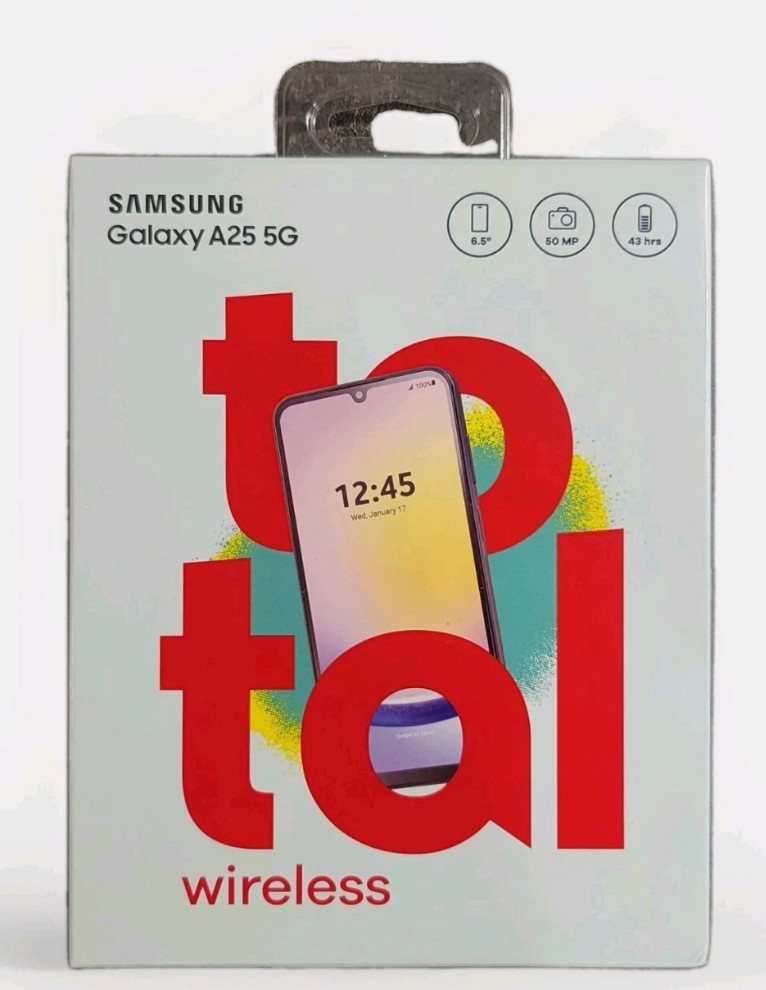 Total Wireless Samsung Galaxy A25 5G SM-A256VZ 128GB Black Prepaid Phone 🆕