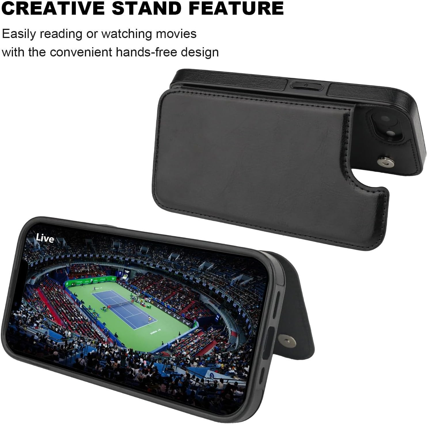 iPhone 17e/16e Wallet Case with Card Holder, PU Leather Kickstand, Shockproof Co