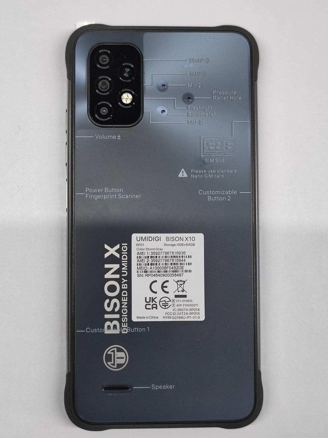 UMIDIGI BISON X10 4G+64GB IP68 Waterproof Unlocked Smartphone