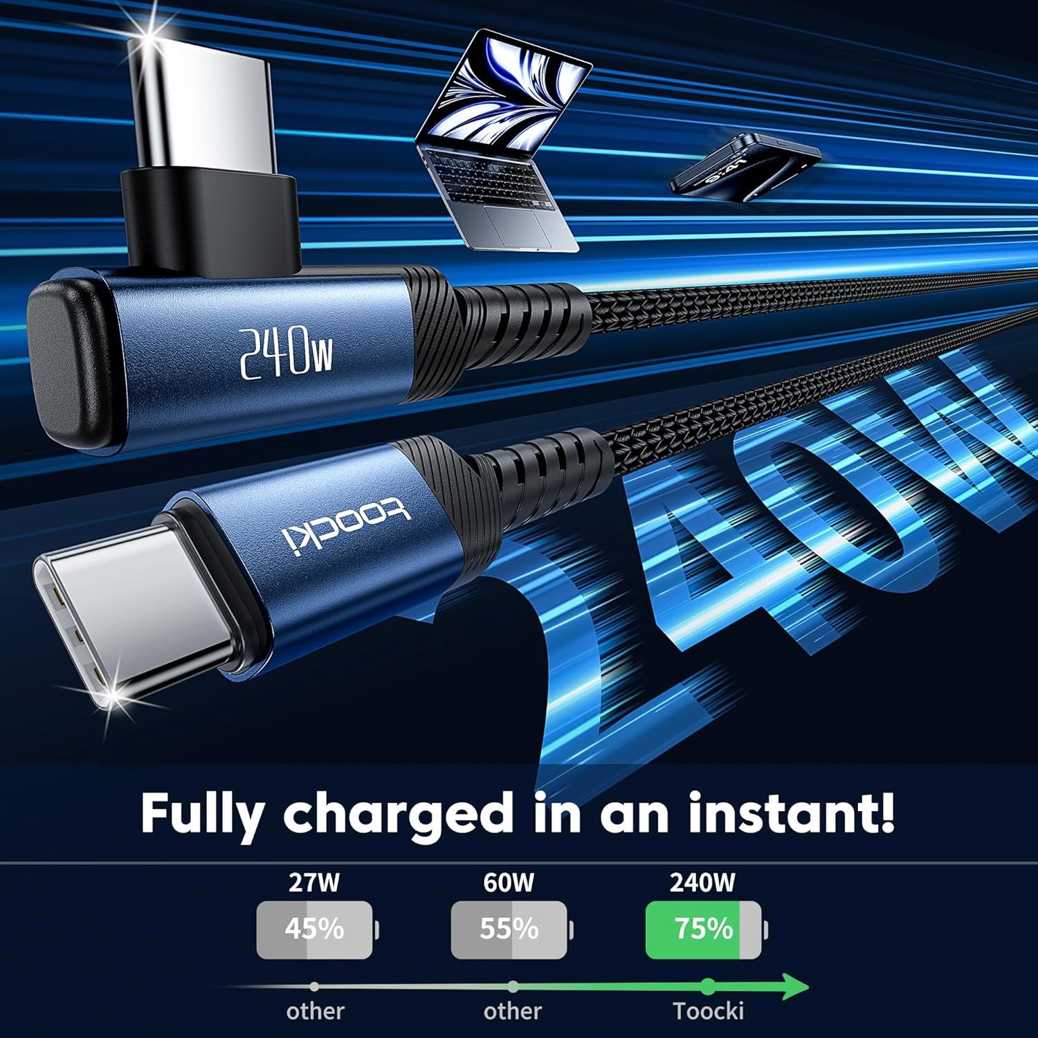 2 Pack 240W USB-C Fast Charger Adapter for iPhone 17, Samsung Galaxy S25 10ft