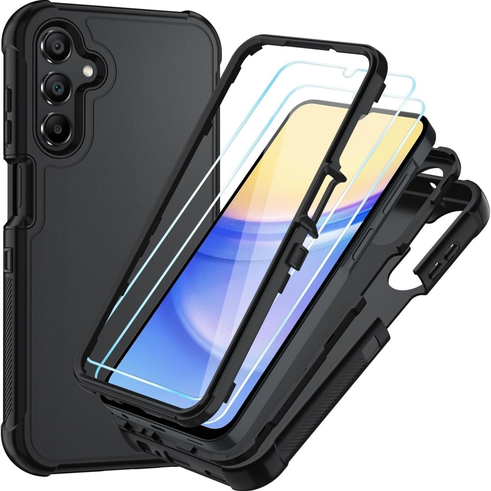 For Samsung Galaxy A15 5G Case 3-Layer Heavy-Duty Tough Rugged Shockproof Cover