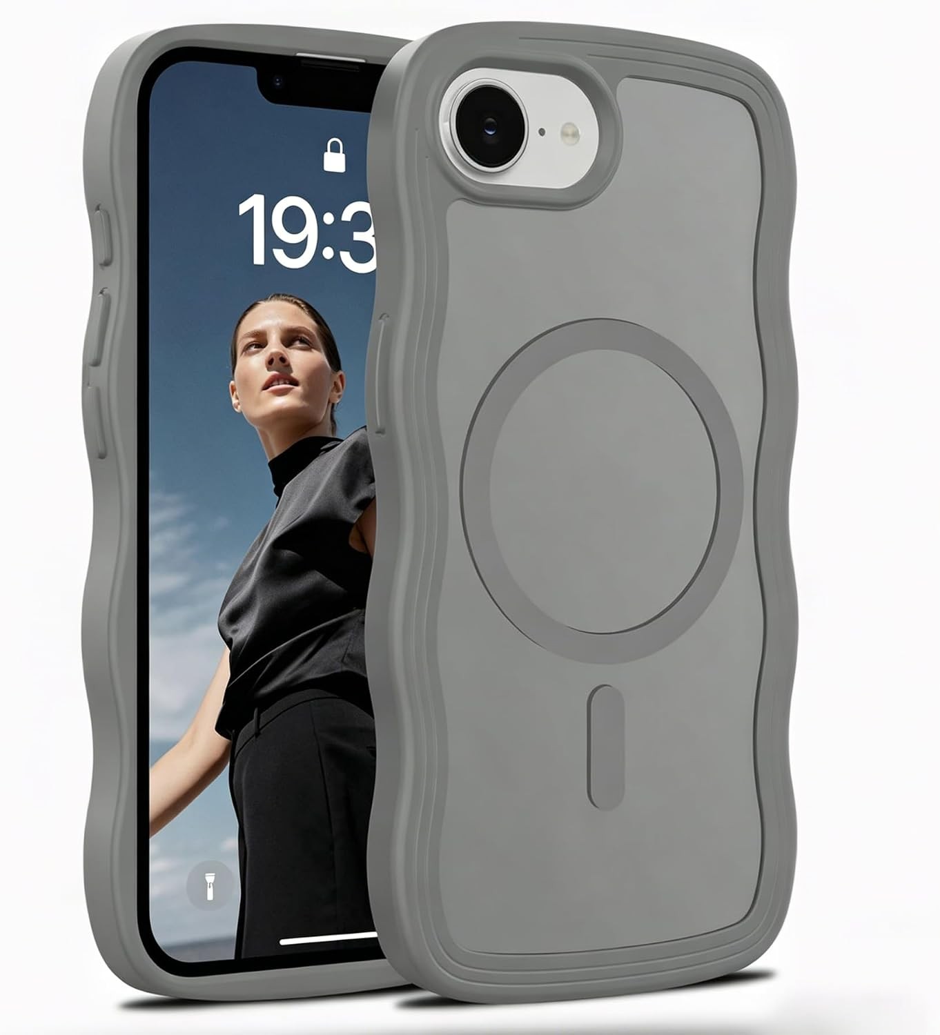 Translucent Matte Curly Wave Frame Edge Design Case for iPhone 16e, 17e Models