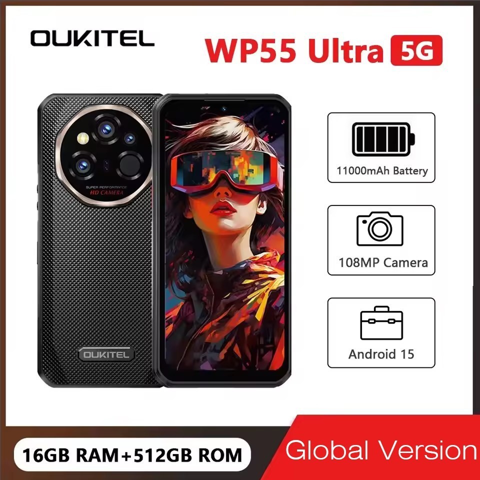 OUKITEL WP55 Ultra 5G Thermal Imaging Rugged Phone 48GB+512GB 11000mAh 108MP