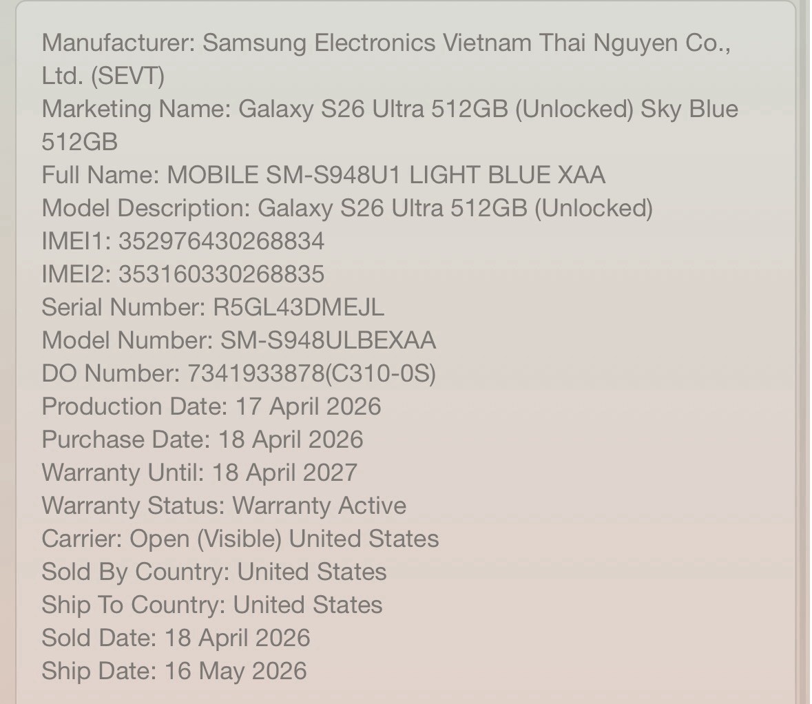 Samsung Galaxy S26 Ultra Unlocked 512GB Sky Blue READ DESCRIPTION as Is C5