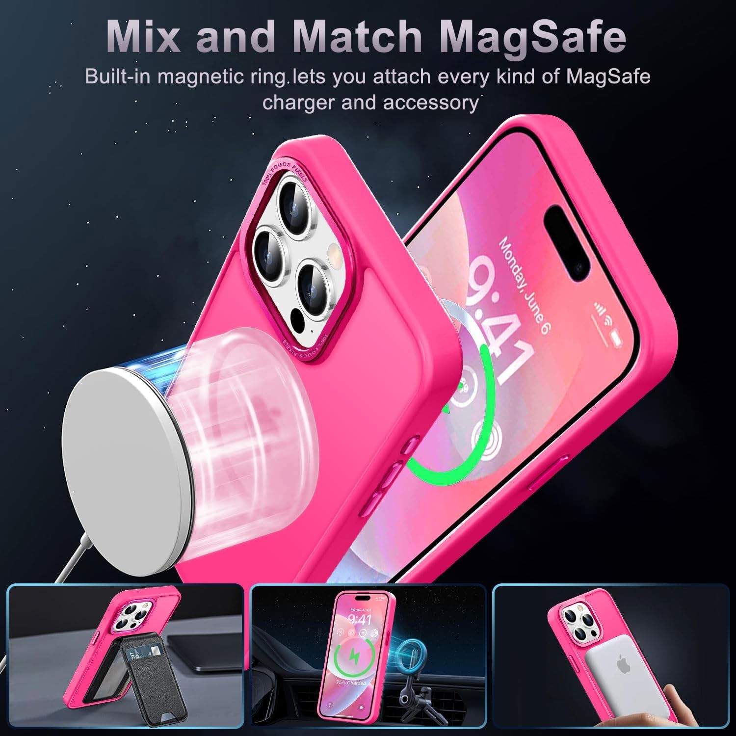 Upgraded Magnetic for iPhone 15 Pro Max Case, Slim Translucent Phone Case Cover