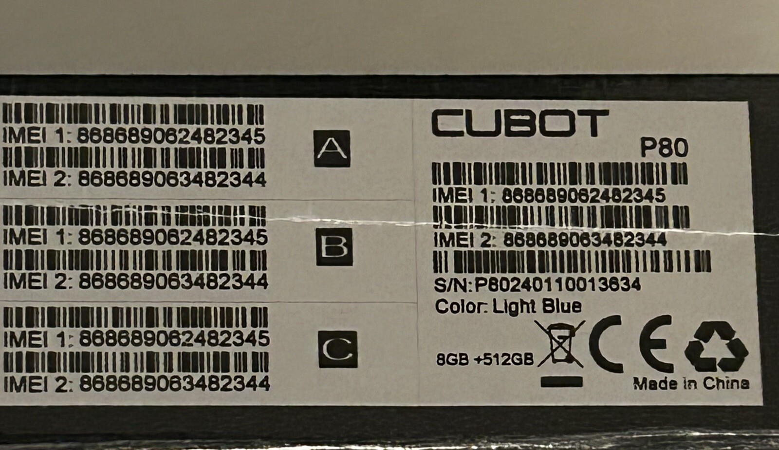 Cubot P80 * Android * 8GB/512G * 48MP * 6.58” Screen * Light Blue * NEW
