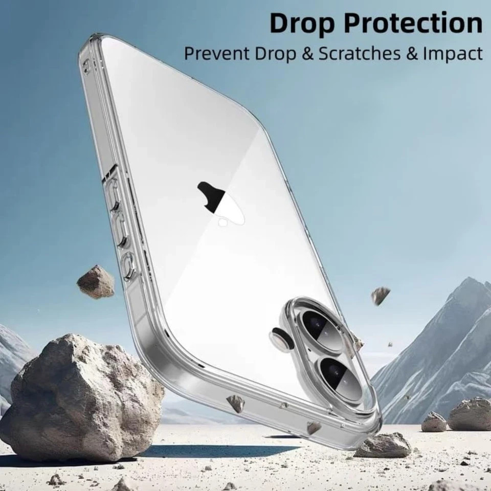 Clear iPhone 17 Case with Screen Protector, Shockproof Slim TPU Cover, Wireless