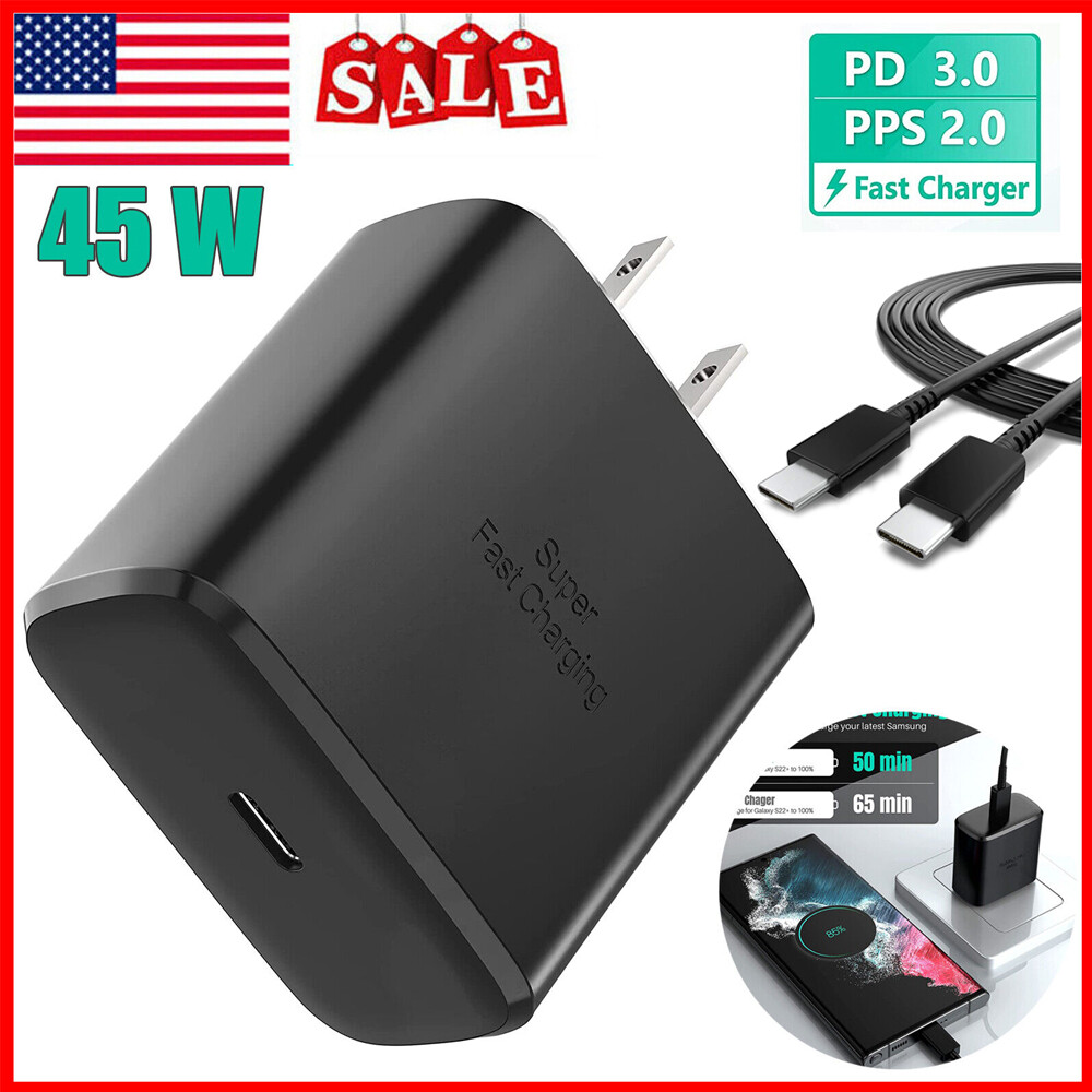 45W Super Fast Wall PD Charger Type C USB-C For Samsung Galaxy Note S22 S21 S20