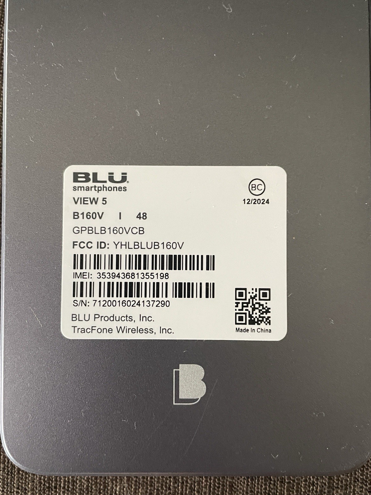 BLU View 5 B160V 48GB TracFone Smartphone – Excellent