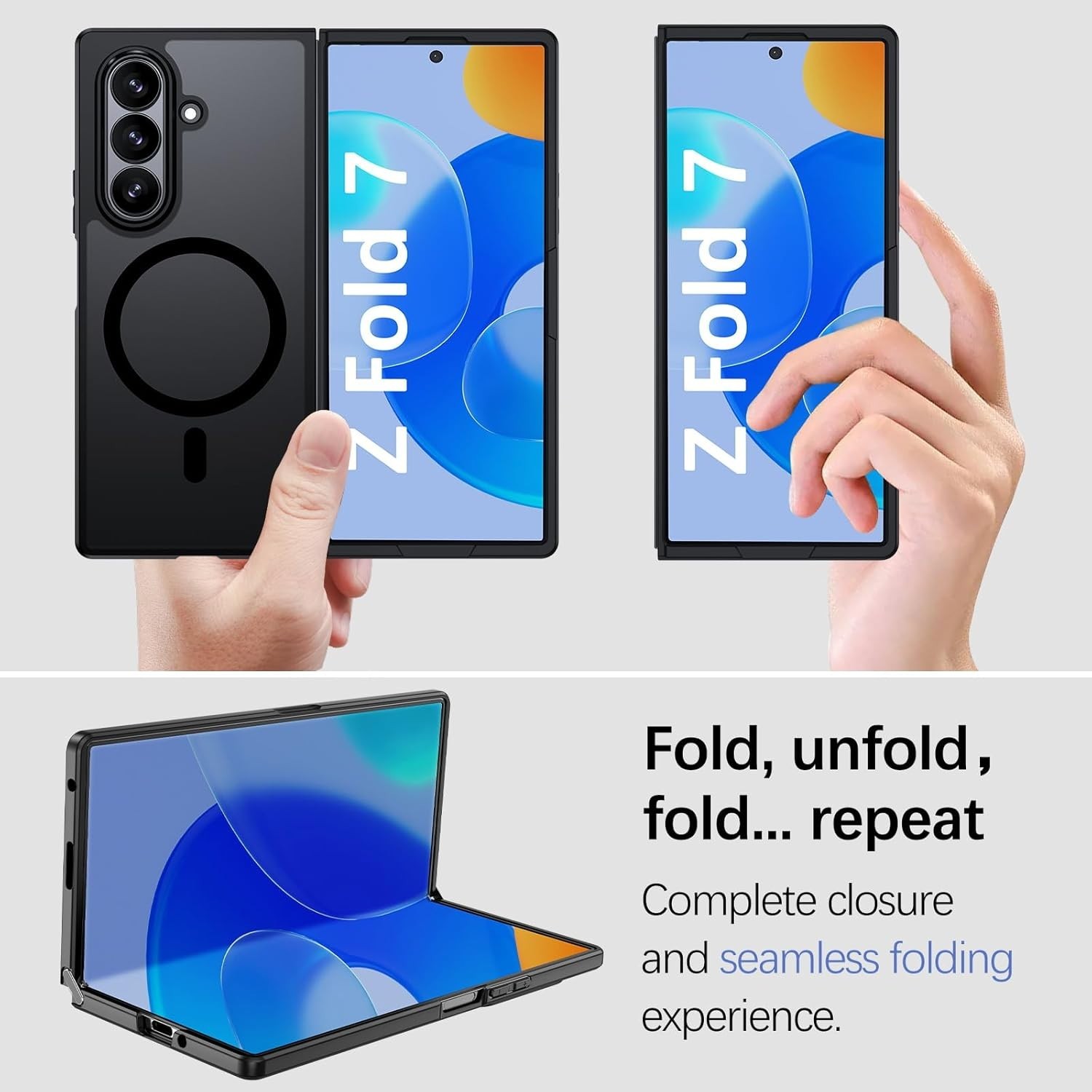 GUAGUA for Samsung Galaxy Z Fold 7 Case Magnetic Cases Translucent Matte Back Sk