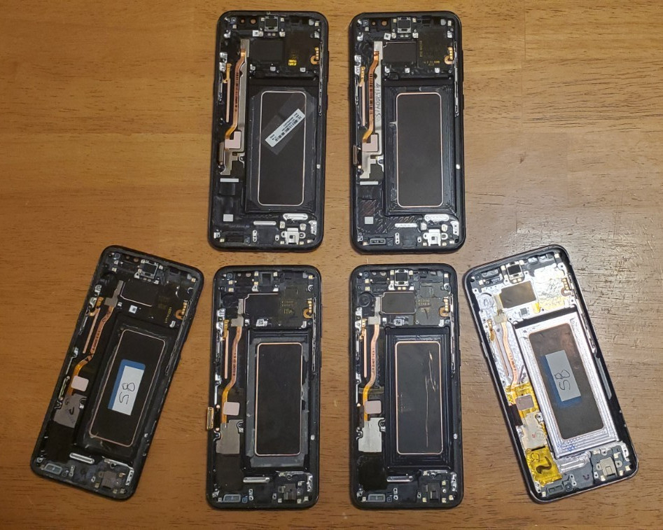 Lot 6-Samsung Galaxy S8 & S8+ Plus Midnight Black Midframe & Bad Display Only
