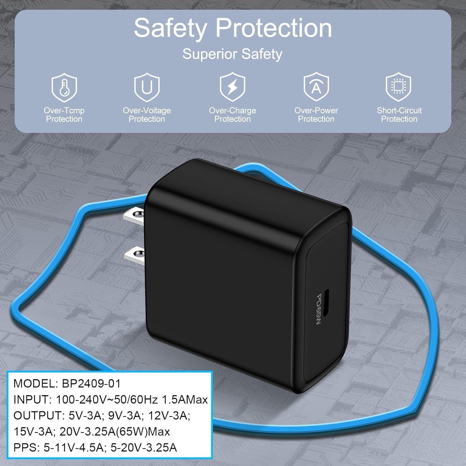 65W Super Fast Type-C Charger Adapter for Samsung Galaxy S26/S25 6Ft