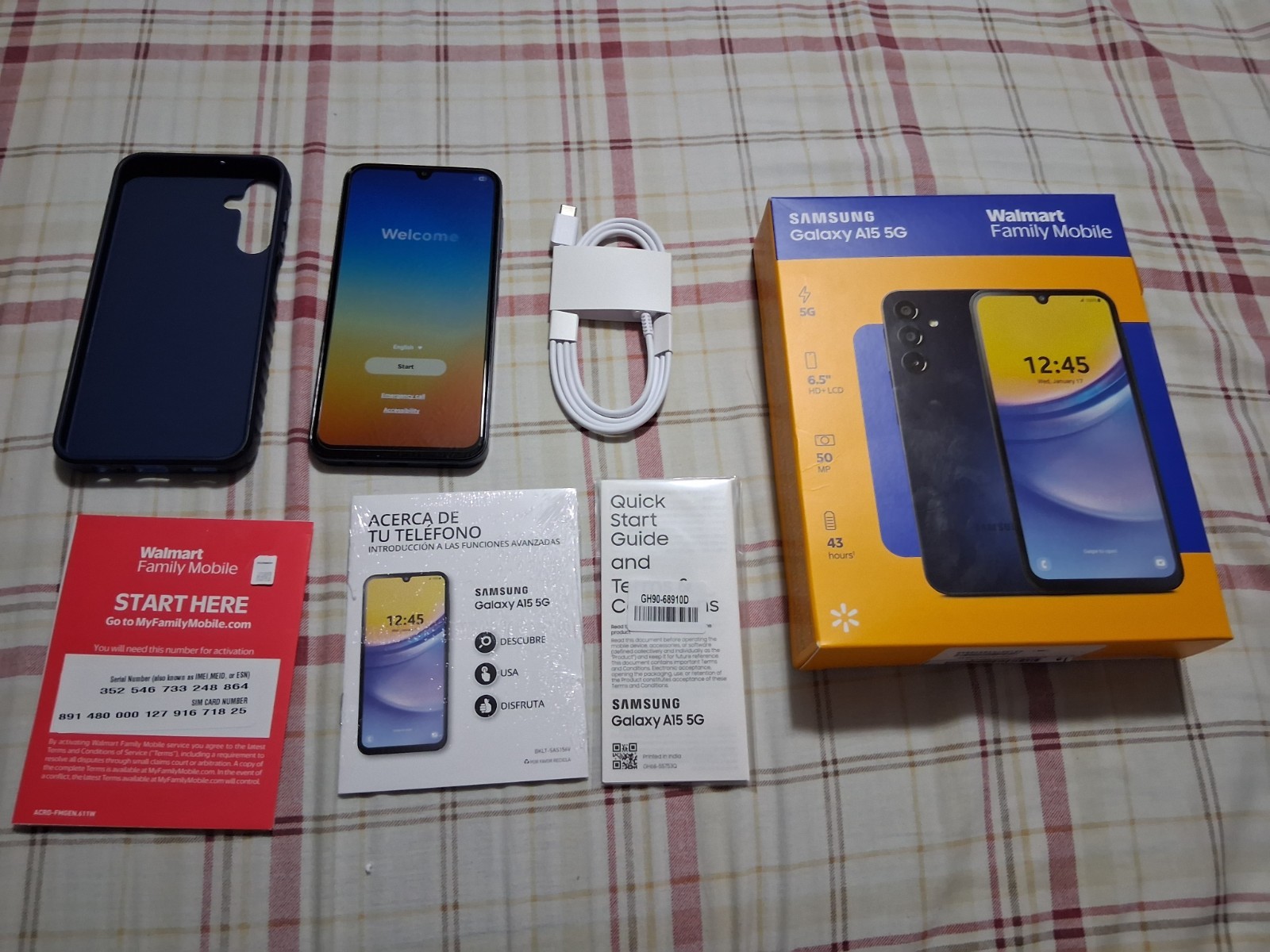 Samsung Galaxy A15 5G SM-A156V 64GB Walmart Family Mobile Smartphone Blue