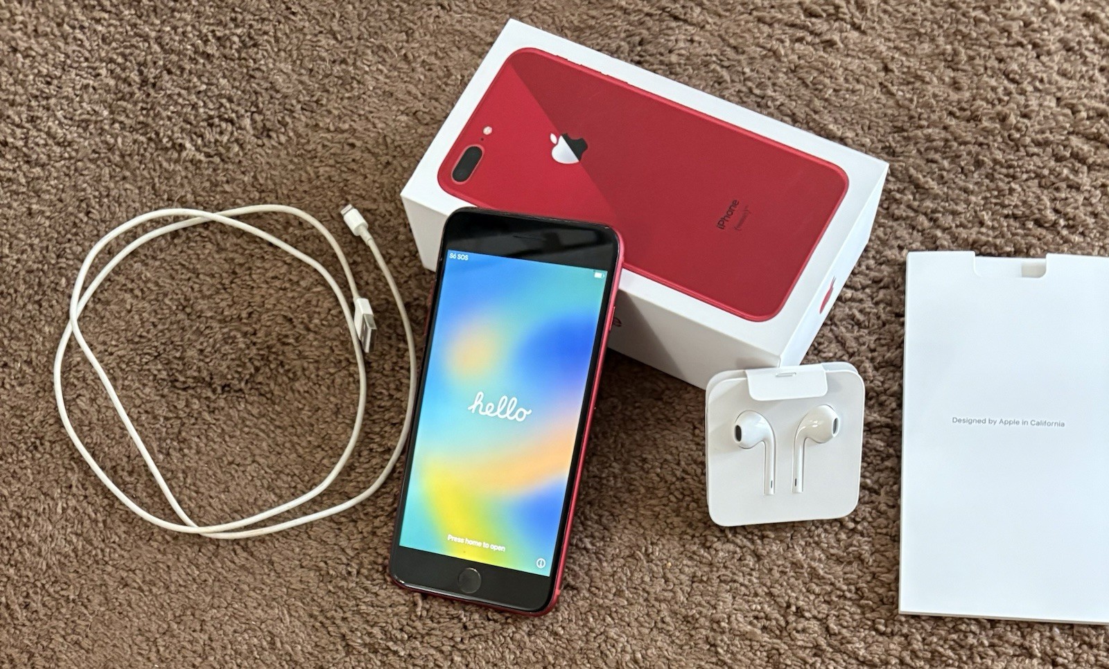 Apple iPhone 8 Plus Red Unlocked Clean 64GB MRTC2LL/A Earbuds Charge Cord w/Box