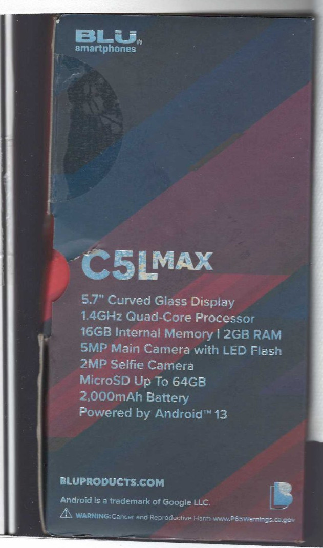 NIB BLU C5L MAX UNLOCKED Phone-U.S. WARRANTY-Android v.13 BIN BONUS Free Ship