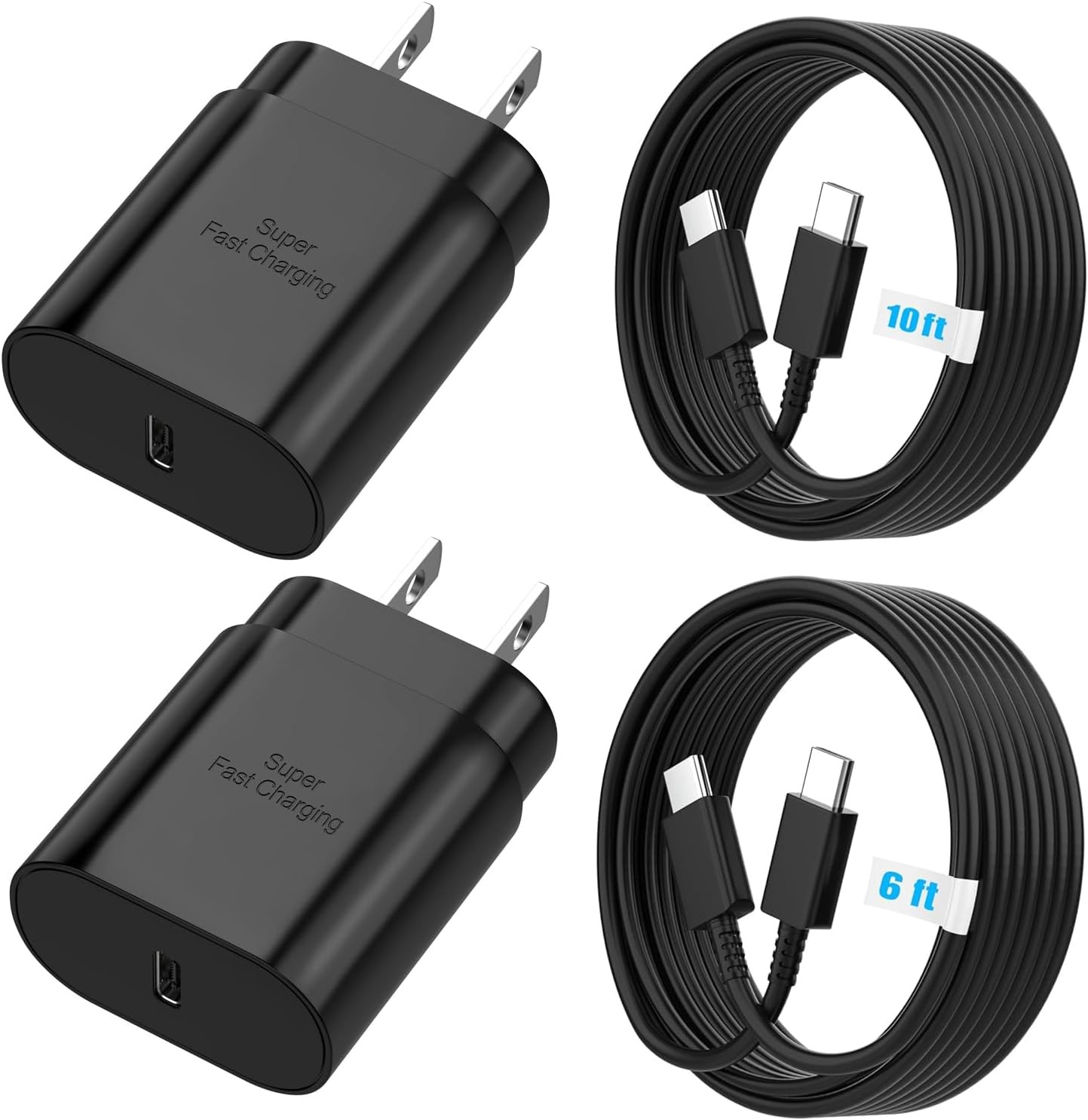 25W Super Fast USB-C Block Charger for Samsung Galaxy S26, S25, S24 Plus, 6ft