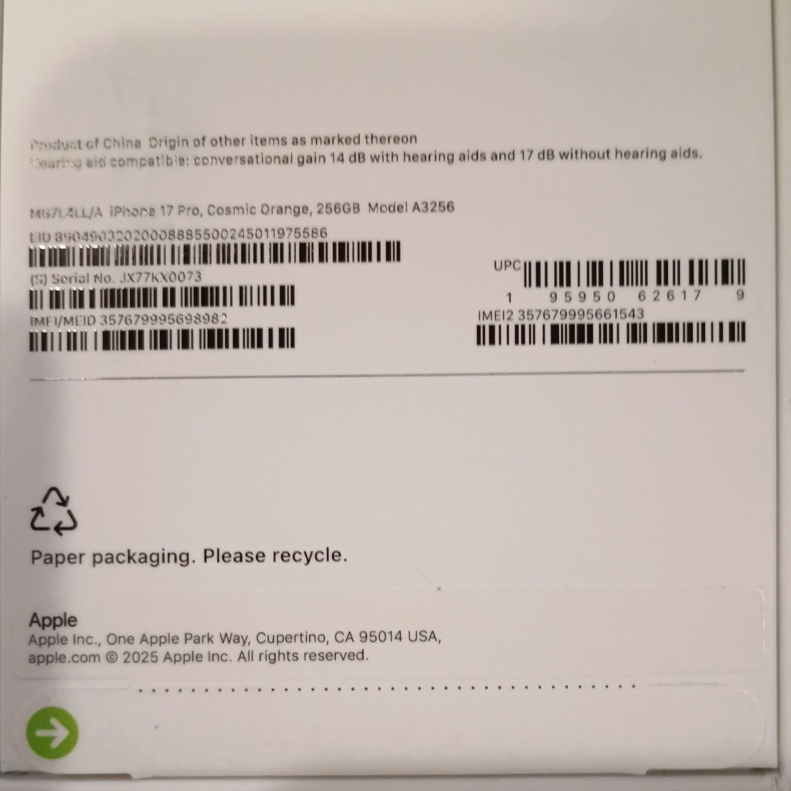 Apple iPhone 17 Pro – 256 GB – Cosmic Orange (Unlocked)