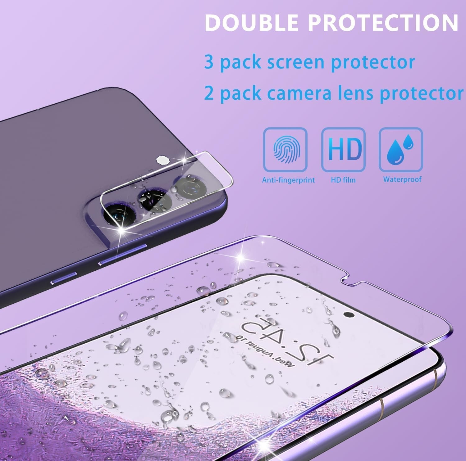 5in1 for Samsung Galaxy S22 Screen Protector Tempered Glass Anti-Buble HD