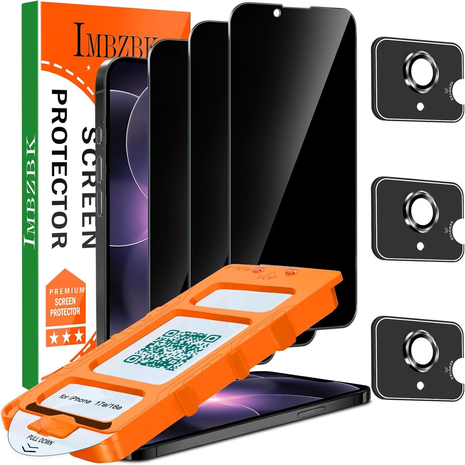 3PCS Privacy Screen Protector & Camera Lens Protector for iPhone 17e 16e Anti Sp