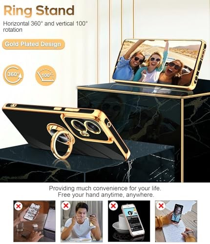 for Moto G-Stylus-5G-2024 Case with Tempered Glass Screen Protector, Rose Gold E