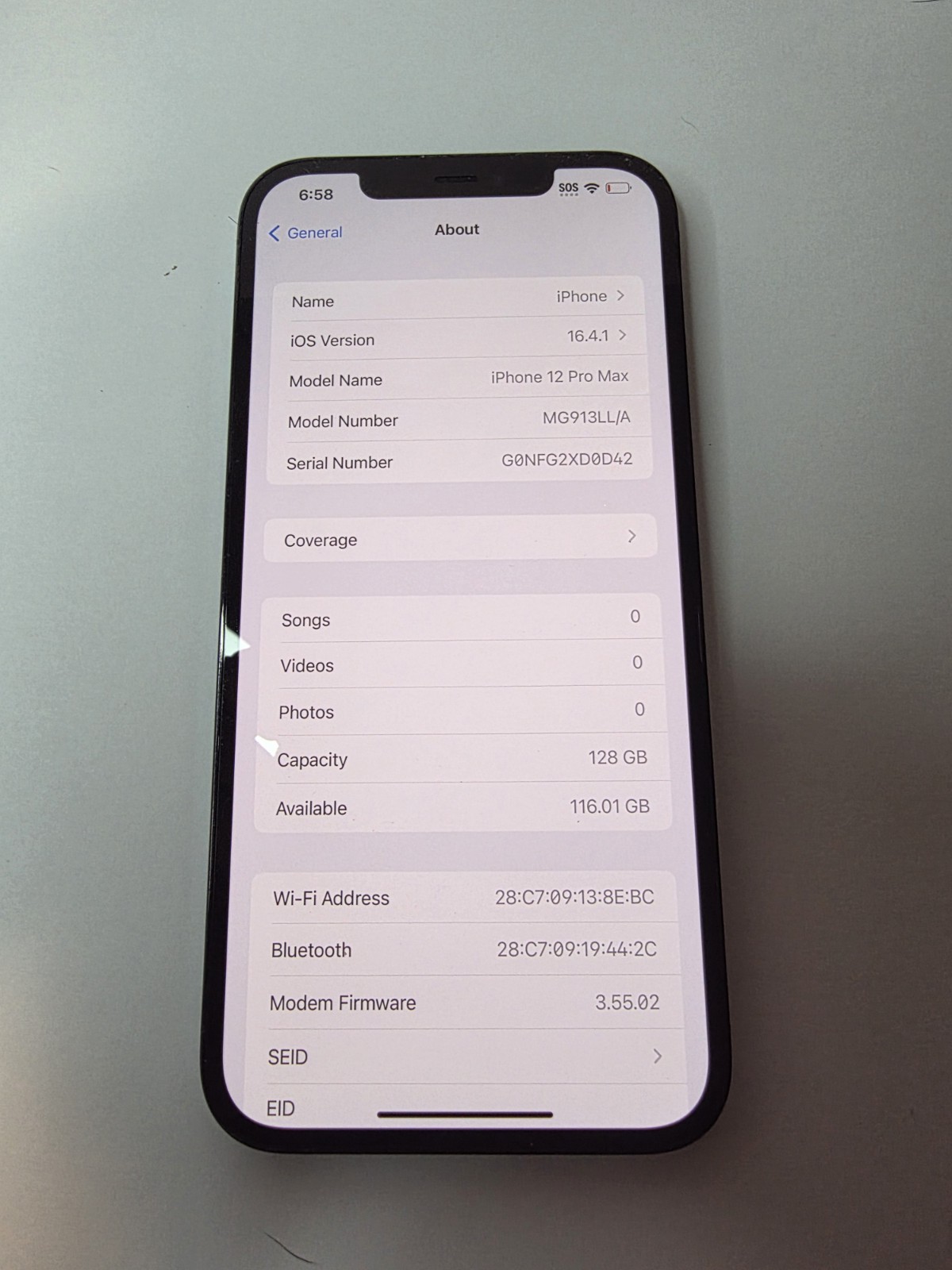 Apple iPhone 12 Pro Max 128 GB Pacific Blue AT&T Locked Excellent Cond 92% Batte