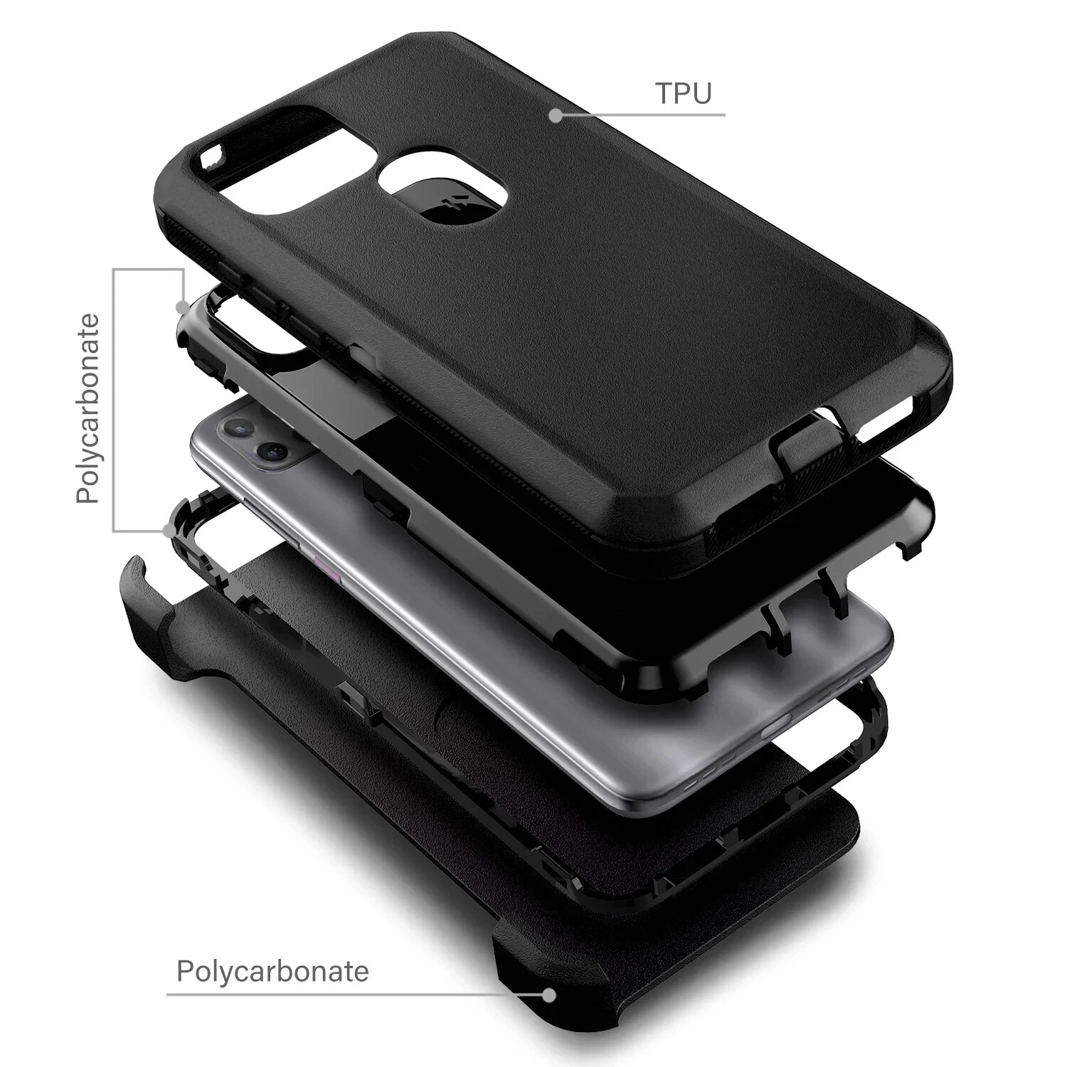 For Motorola One Ace/ UW 5G Case with Tempered Glass, Full Body, Belt Clip,Stand