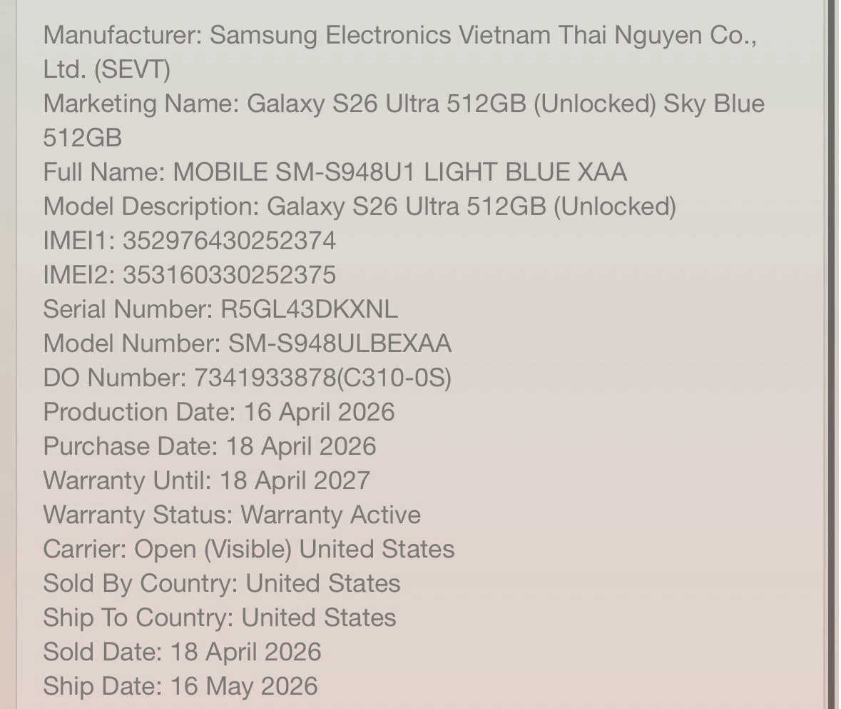 Samsung Galaxy S26 Ultra Unlocked 512GB Sky Blue READ DESCRIPTION as Is C5