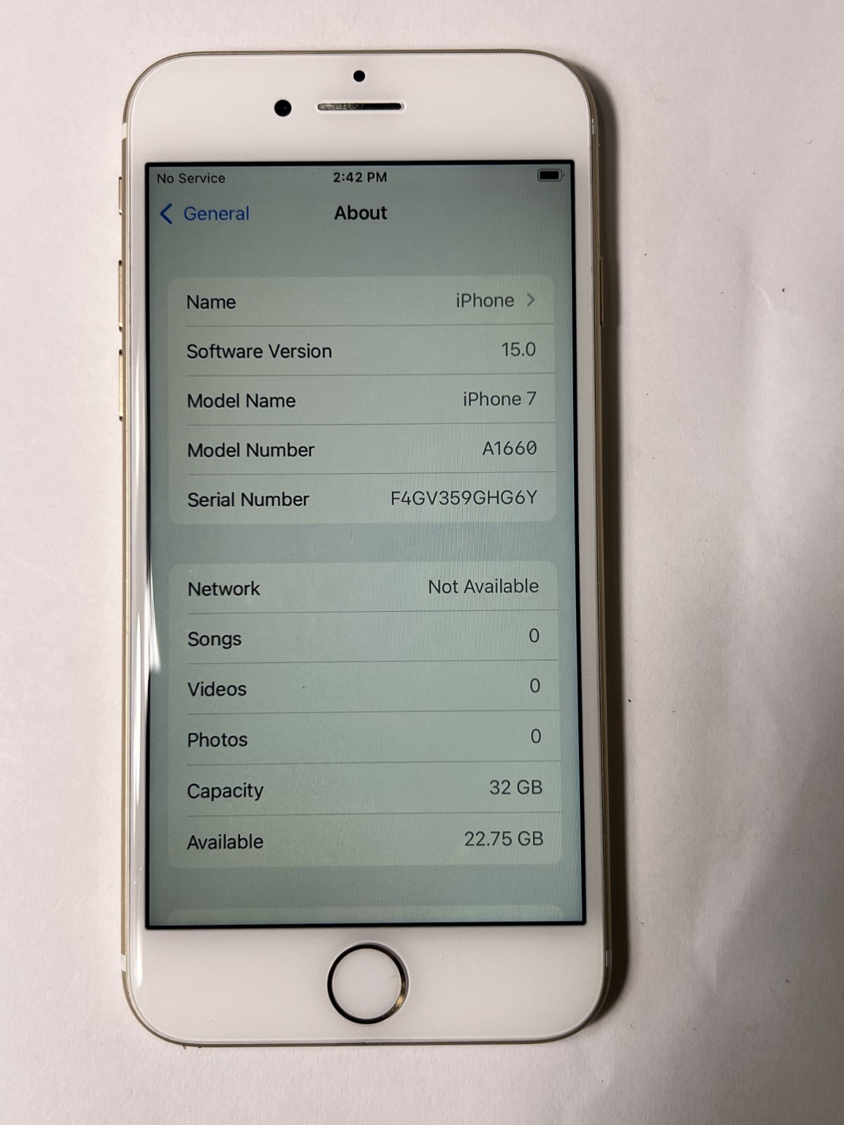 Apple iPhone 7 A1660 32GB UNLOCKED iOS 15.0 Gold MNAE2LL/A 🔋78% Battery Service