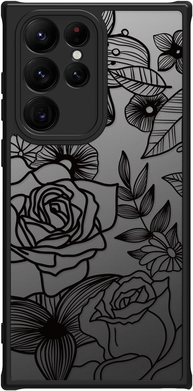 Cute Flowers Case for Samsung Galaxy S22 Ultra, Girly Rose Aesthetic Floral Prin