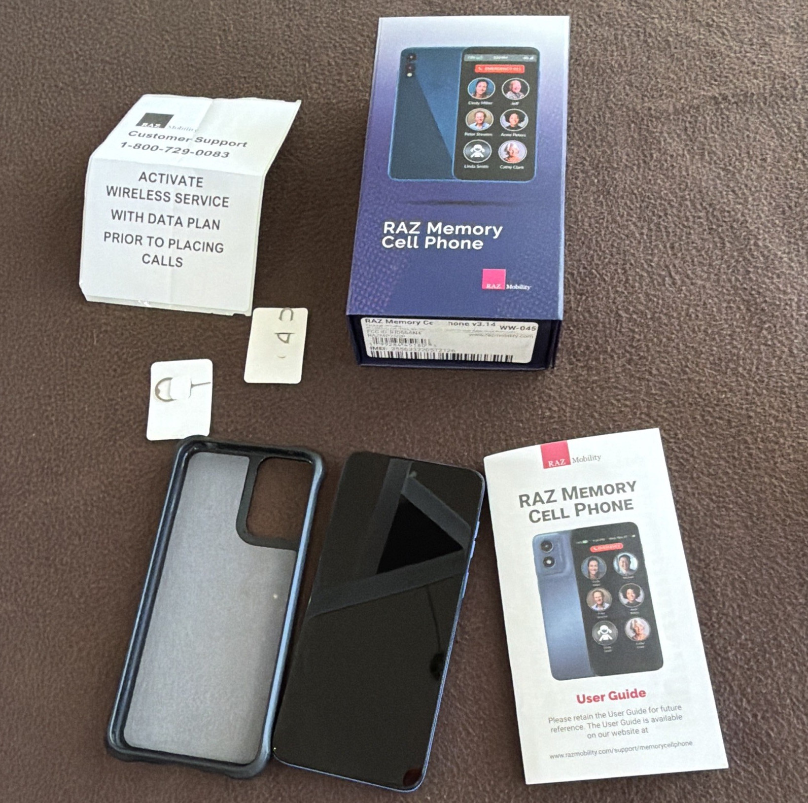 RAZ Mobility RAZ Memory Cell Phone 64GB Blue Bar Style WW-045 Open Box.