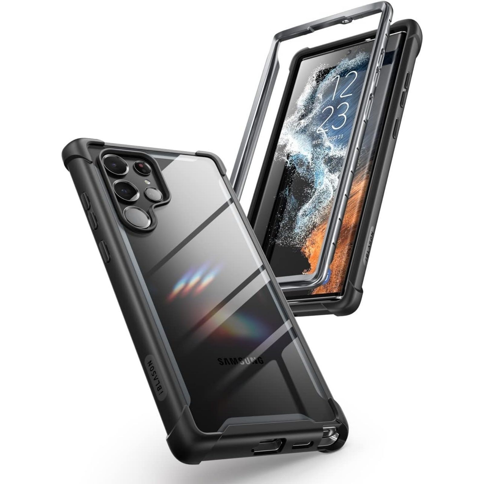 i-Blason Black Bumper Case for Samsung Galaxy S22 Ultra 5G (6.8 Inch) Transparen