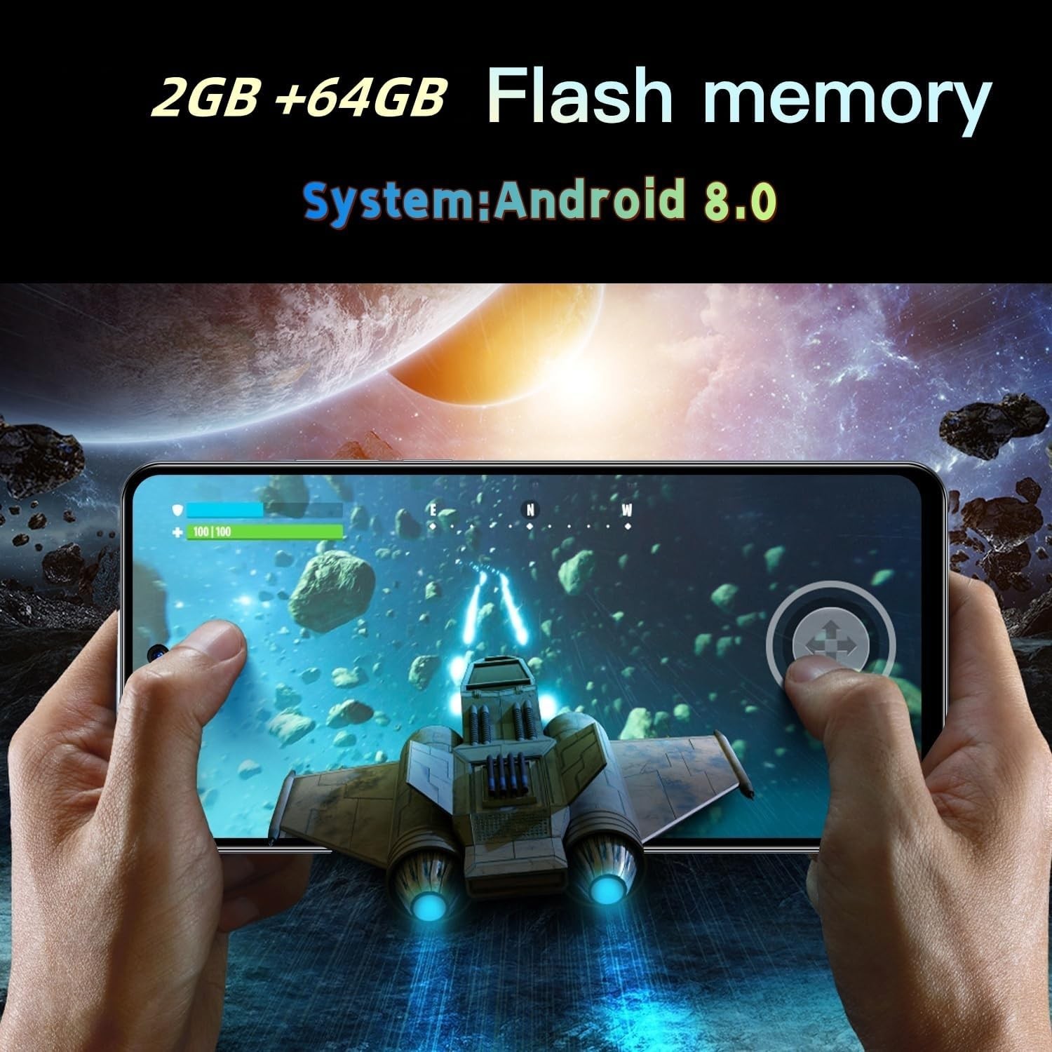 Unlock Phone, 6.56-inch Screen, 2GB RAM+64GB ROM, 16MP Camera, Supports 3G WC…