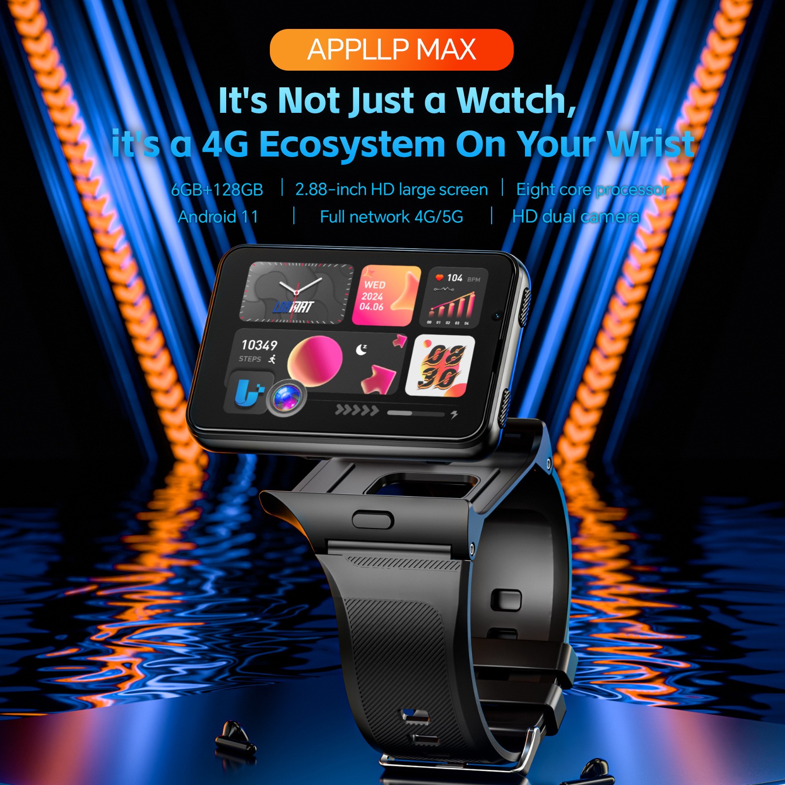 2.88″ Larger Screen Smart Watch 6GB+128GB 4G Network Android 11 Wristwatches