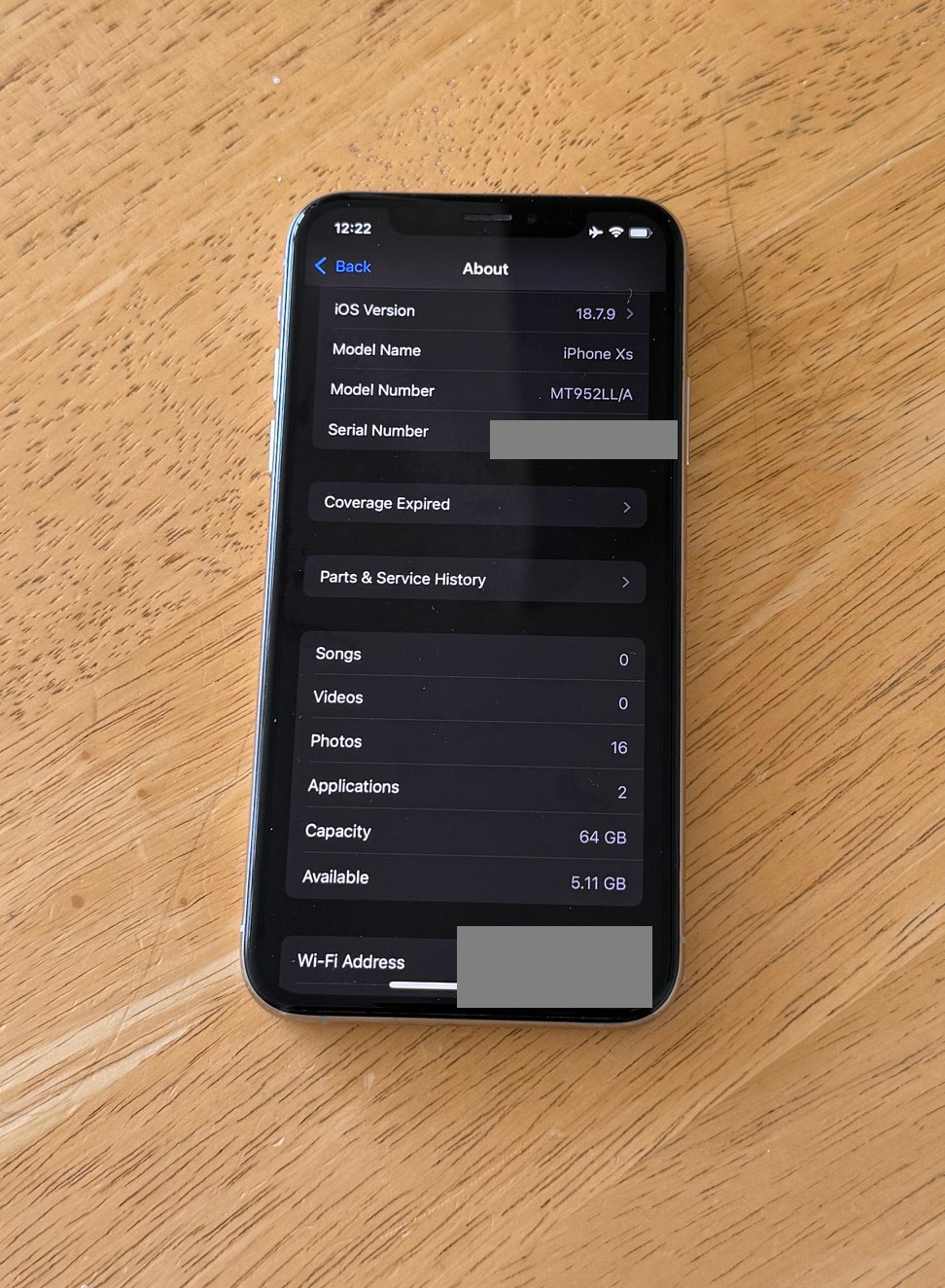 Apple iPhone XS – 64GB – Silver (Unlocked) A1920, 77% battery, MT952LL/A