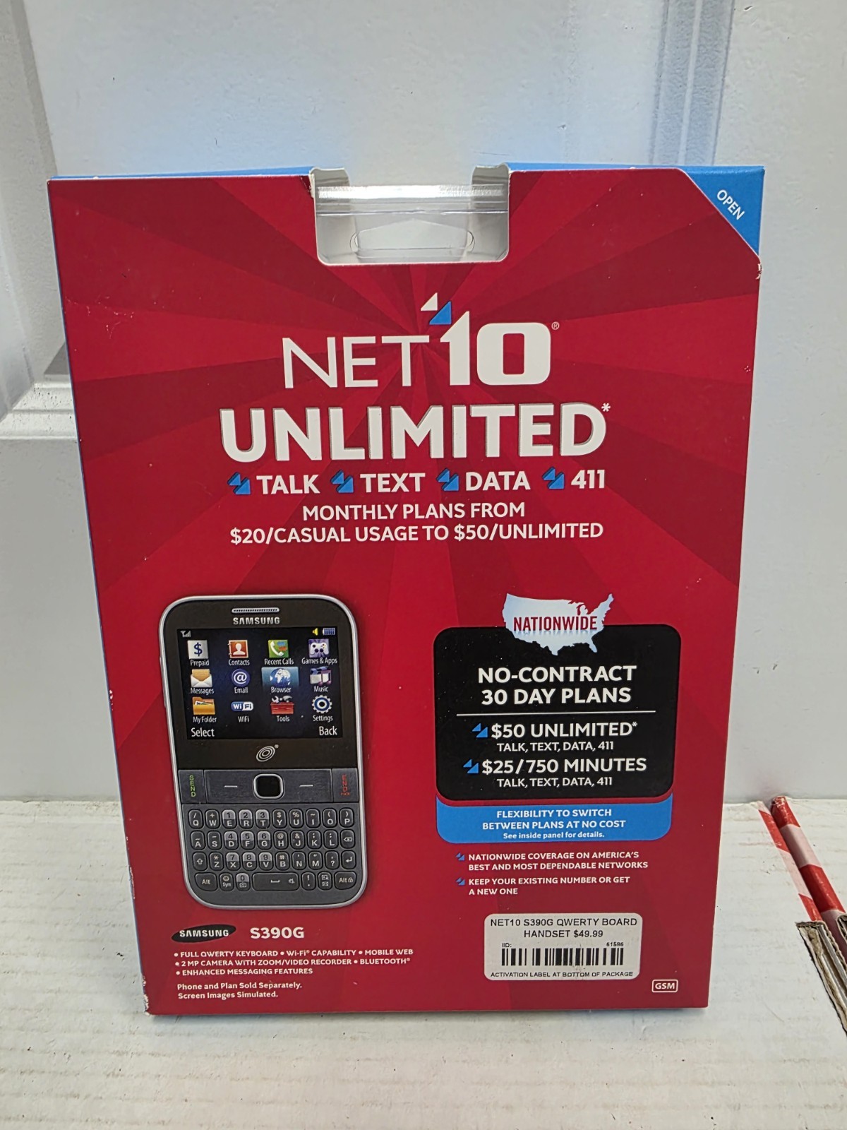 Samsung S390G NET10 Wireless Black QWERTY 2MP Camera Wi-Fi Bluetooth Cell Phone
