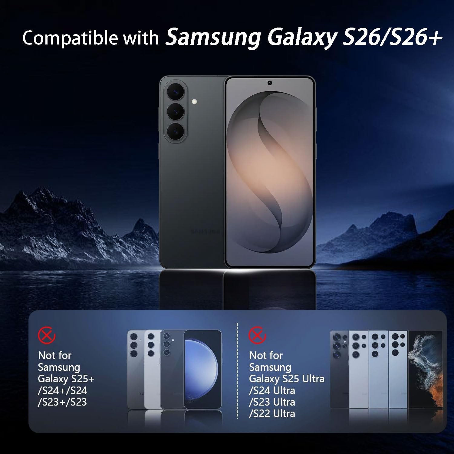 3X2PCS Camera Lens Protector & Screen Protector for Samsung Galaxy S26 Plus Blac