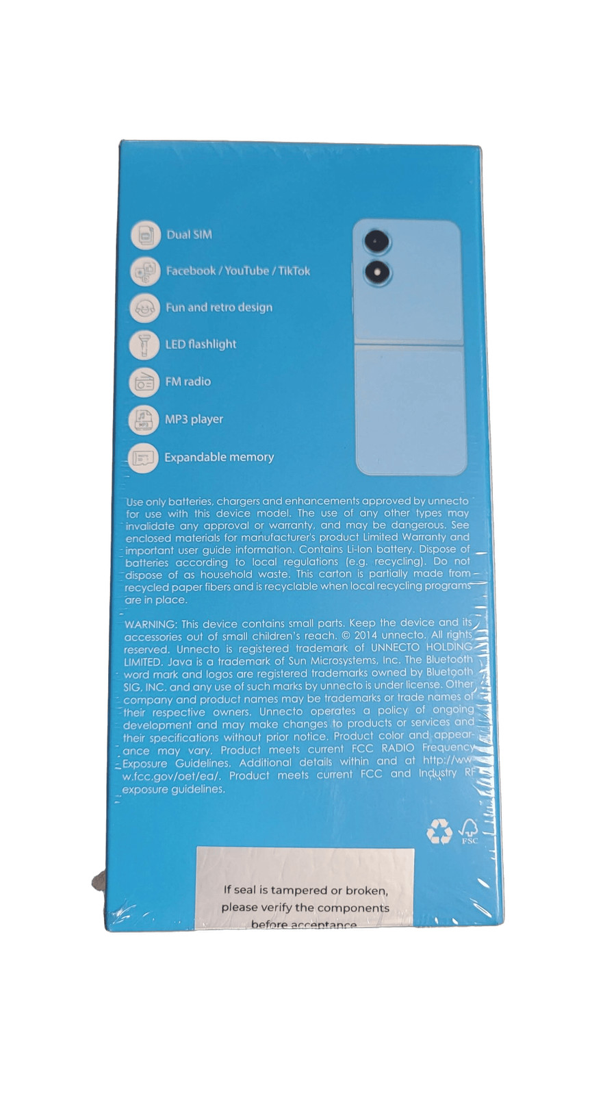 Unnecto Snap Dual SIM QWERTY Flip Phone | | Unlocked | Cloud OS | Sky Blue