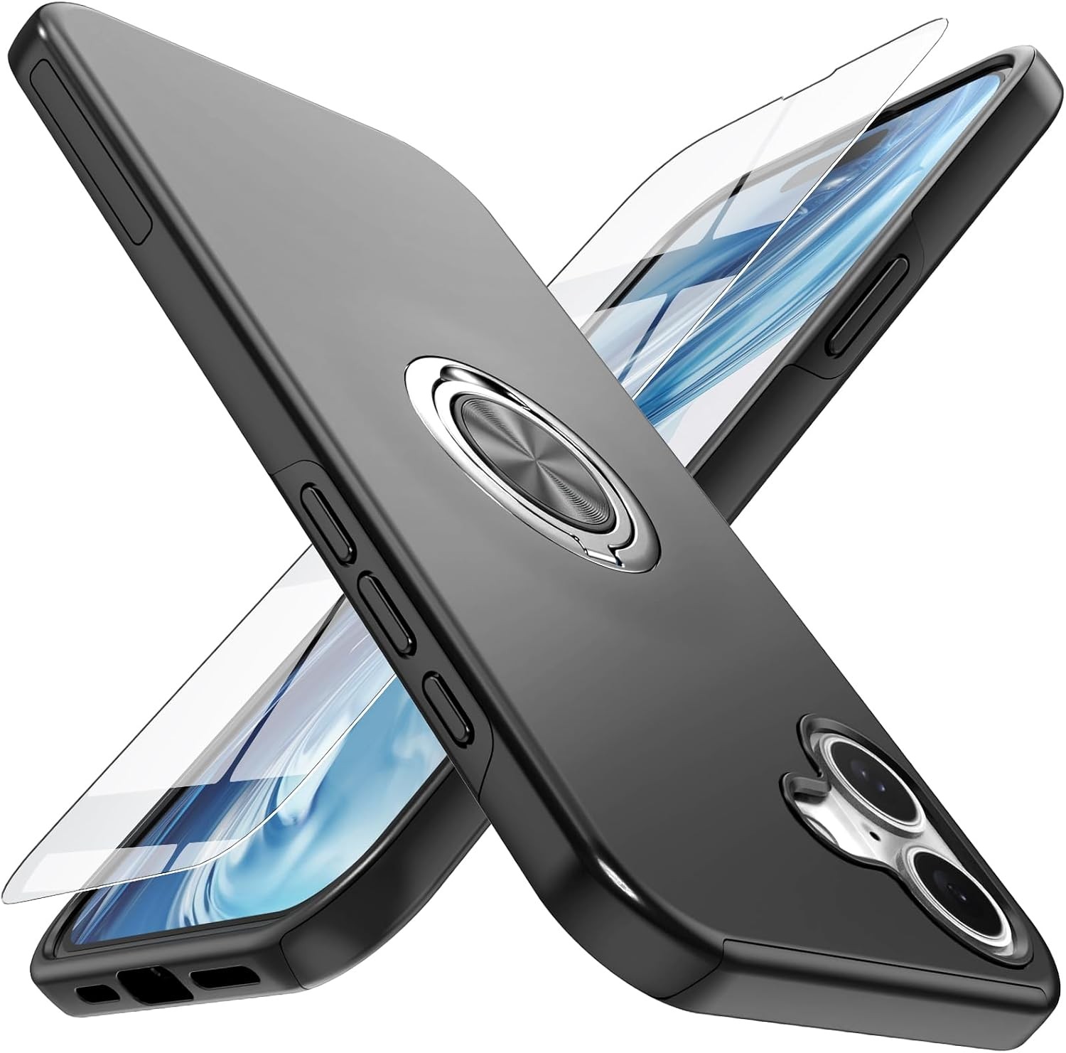 iPhone 17 Case with Screen Protector(Tempered Glass), Hybrid 2 in 1 Protective S