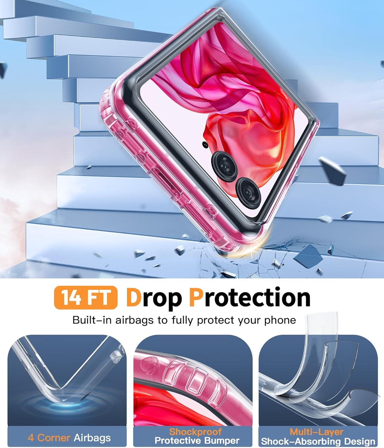 Motorola Razr Plus 2025/2024 Case Clear Shockproof Scratch Resistant Phone Cover