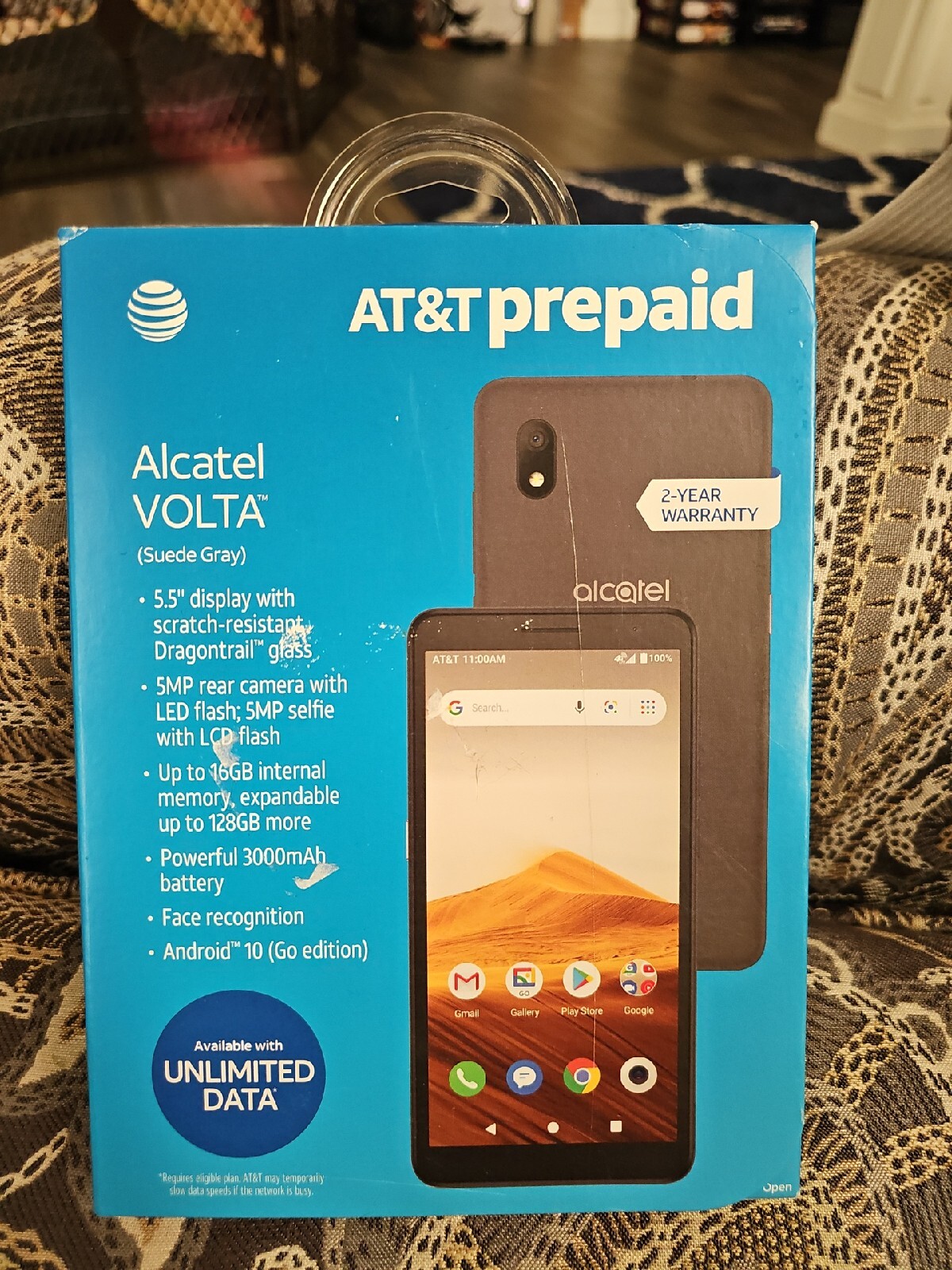 New AT&T Alcatel Prepaid Volta 16GB Suede Gray 5.5″ Display Prepaid Smartphone