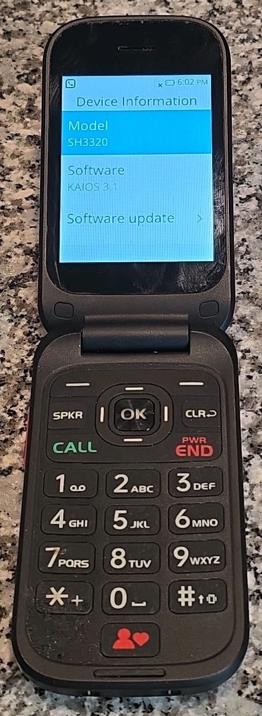 IRIS EASY FLIP, SH3320, 4G-LTE, E-Sim, Consumer Cellular, Prepaid, Senior, Big