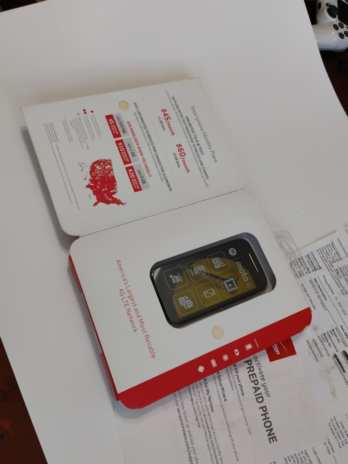 MOTO E XT1528PP 8GB Black (VERIZON) NEW SEALED,4G,2016 Original Paperwork