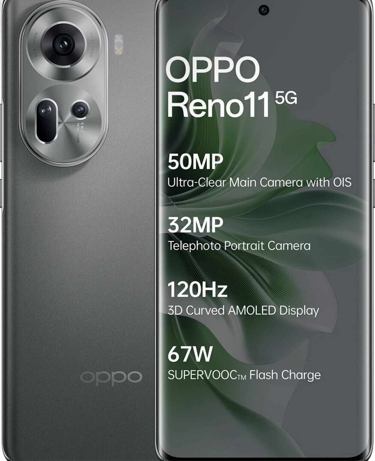 OPPO Reno 11 5G ( Grey 256 GB 8GB RAM)6.7″ 50MP Dual Sim Unlocked Global Version