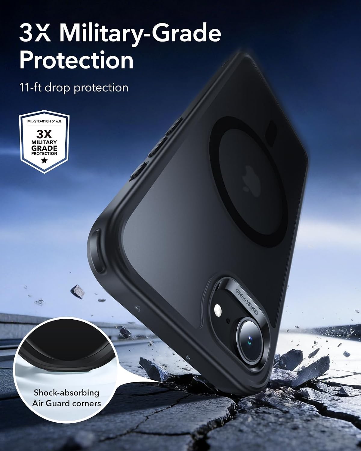 Case for iPhone 17e & iPhone 16e with MagSafe Shockproof Protection Frosted Blac