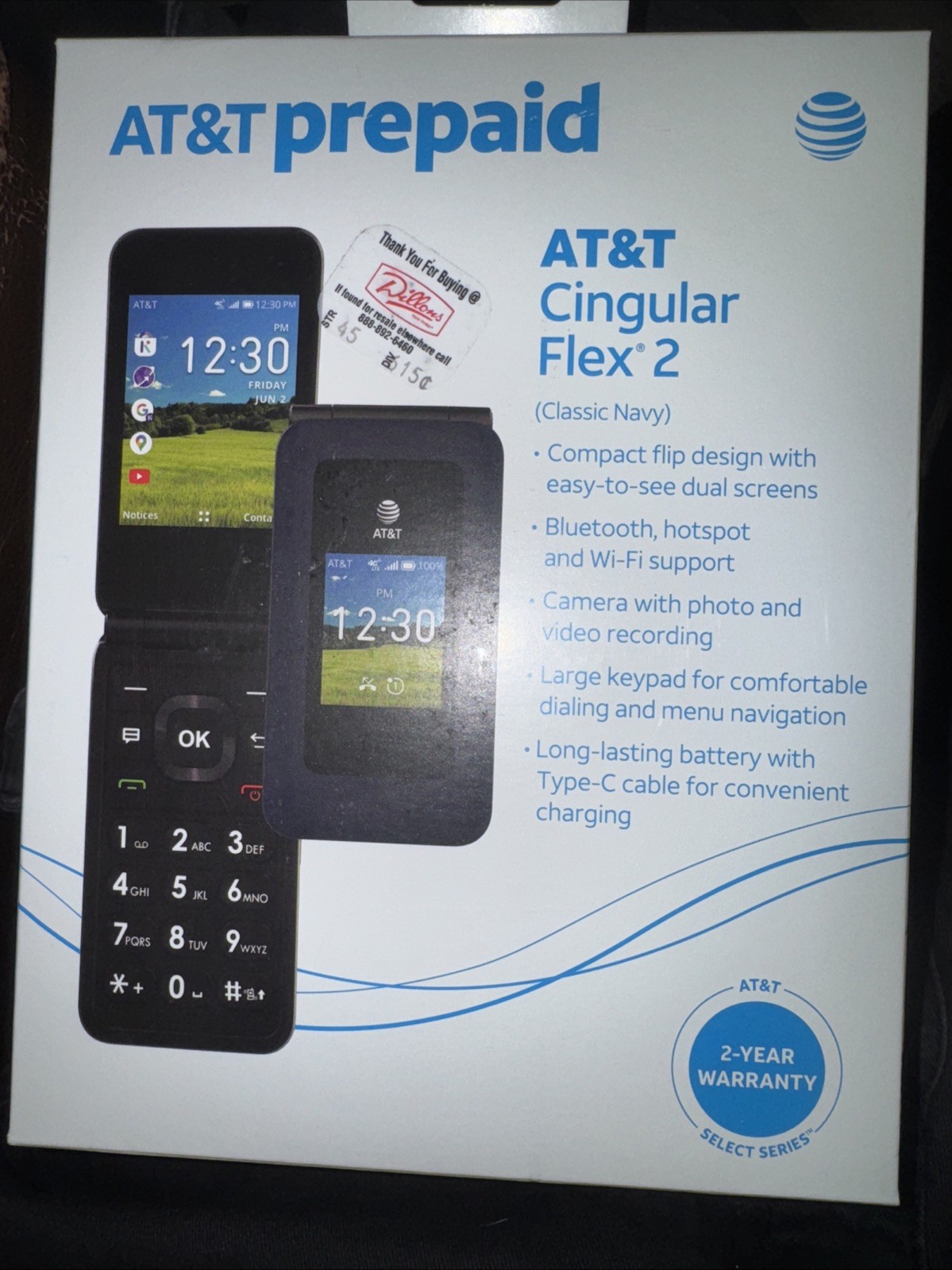 AT&T Prepaid Cingular Flex 2 (4GB) PREPAID Smartphone – Classic Navy