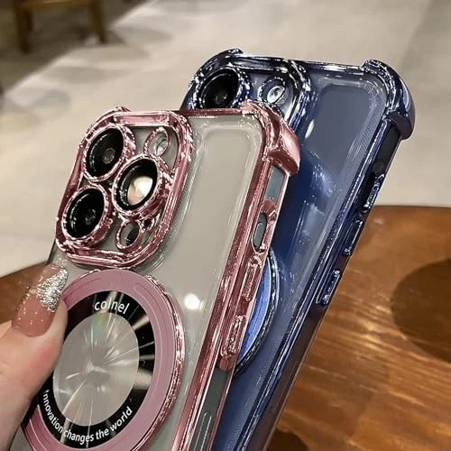 Pink Shockproof Silicone Case for iPhone 16 Pro Max with Magnetic Ring Kickstand